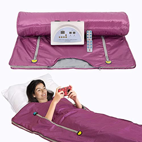 HSRG Far Infrared Sauna Blanket, Portable Sauna Heating Blanket 2 Zone Digital Control, Professional Sauna Detox Heat Blanket, For Body Shape Slimming Fitness, for Home Salon Beauty Use