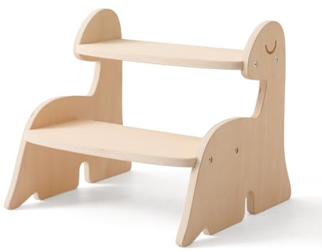 Promise Babe Lernturm Montessori Holz Tritthocker Für Kinder,Gegen Wand Schrank Dinosaur Baby Tritthocker 2 Stufe Kinder Möbel Tier Dino Holz Baby Kleinkinderzimmer Bad Küche WC 2 Stufe