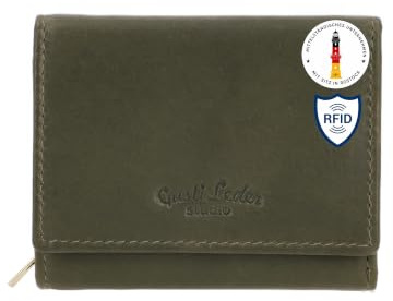 Gusti Leder Mini Geldbörse Damen August - Kleine Geldbörse Echtleder mit RFID-Schutz - Kompaktes Portemonnaie Grün für Damen und Herren