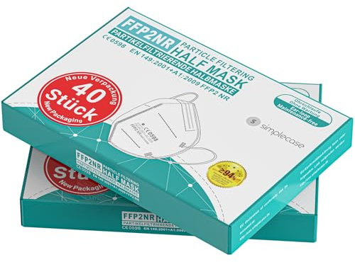Simplecase 80 Stück FFP2 Maske, Zertifiziert von offiziell benannter Stelle 0598, Atemschutzmaske, Partikelfiltermaske