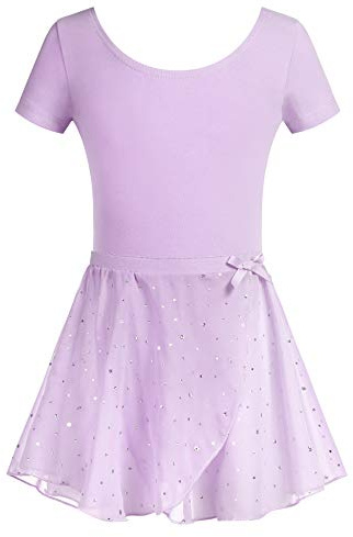 Arshiner Conjunto de Ropa de Ballet para Niñas con Vestido y Falda Tutú, Leotardo de Baile Morado 8-9 Años