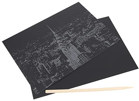 SAFIGLE 2 Stück Kratzbild Papier Stadt Nacht Szene Kinderhandwerk Selbstgemacht Rubbelbilder Kreative Malvorlage Für Kinder Geschenk