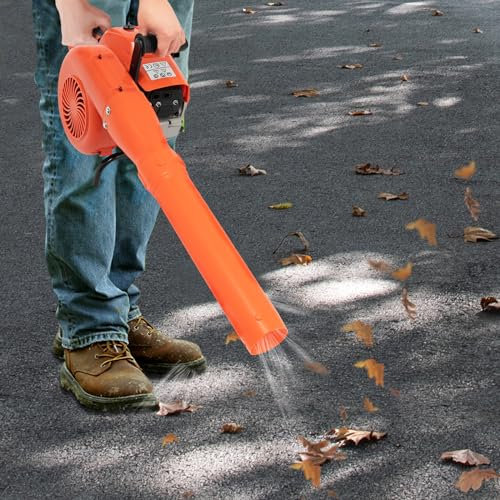 DSYOGX Benzin Laubbläser, 2 Takt Benzingebläse 2600KW Geräuscharme Laubbläser 3.5PS Laubsauger Bläser Gebläse Häcksler Seilzugstarter Benzin Schneefräse, 60CC, Einzylinder, Luftgekühlt