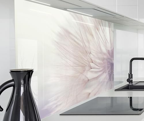 timalo Spritzschutz Wand für Herd, Küche Küchenrückwand Glasoptik | Acryl Glas 2mm | Glasrückwand Acrylglas Wandpaneele Rückwandschutz Platte | 80x60cm Löwenzahn Pusteblumen