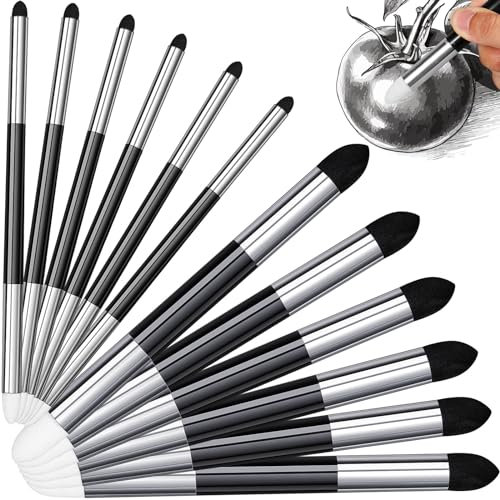 Kosiz 24 Stück Mischschwamm-Stift, Doppelkopf, waschbar, Reibeschwamm, Pinsel, Skizzierwischen, wiederverwendbar, Mischstumpf, Zeichnen, Kunst, Blender für Schule, Studenten, Künstler, Highlight,