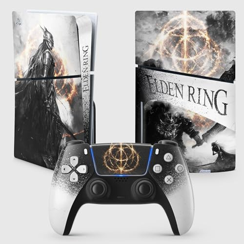 PS5 Skin Slim Kreis von Elden, Aufkleber Playstation 5 Deco, Konsole und Controller, Edition Slim Disk, Skin Malia (1 Controller)