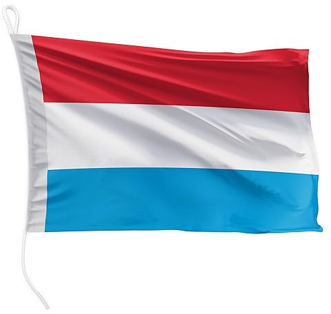FLAGLY Drapeau de bateau Luxembourg 45 x 30 cm format paysage - 115g/m² poids du tissu - imprimé, robuste avec corde & boucle, Accessoires Bateaux à moteur