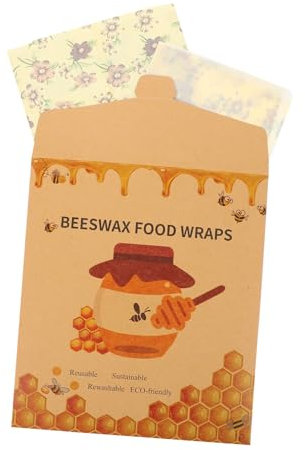 Hoement 3pcs Biodegradable Beeswax Food Wraps Fresh Keeping Wraps Kitchen Supplies Reusable Decorative