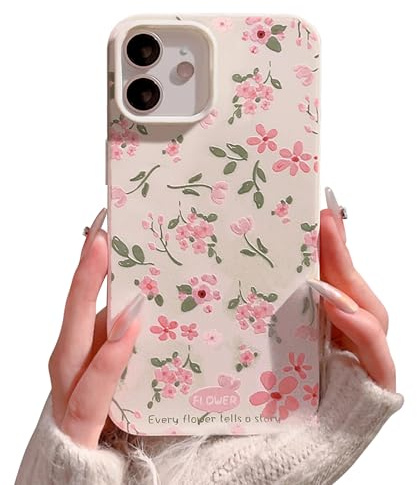 Reownest Hülle für iPhone 11, Cute Rosa Floral Muster Aesthetic Design Weiche Silikon Handyhülle, Schlanke Leichte Stoßfeste Kratzfeste Case für Mädchen Frauen - Weiß