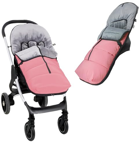 Various Saco Silla Paseo Universal Invierno, Impermeable, Rosa | Para paseos de otoño e invierno, con interior polar térmico, transpirable y cremallera desmontable.