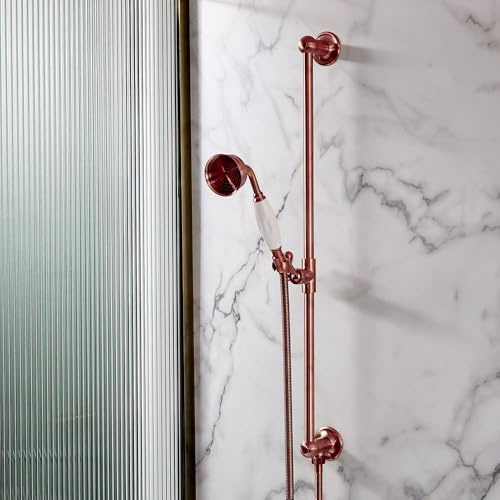 Milano Elizabeth Riser Rail Telephone Style Hand Shower Integrated Elbow - Copper
