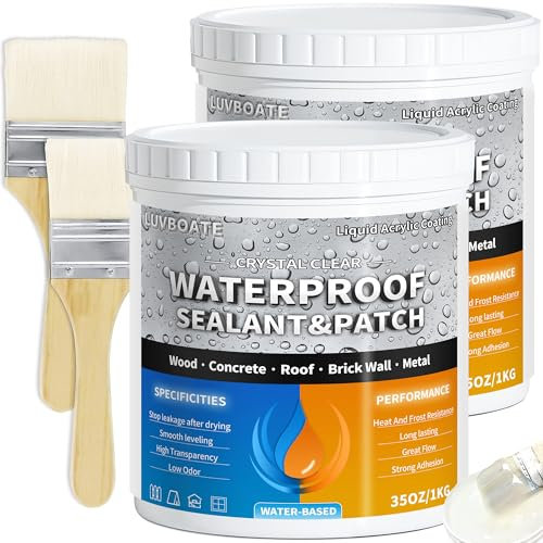 Sigillante Impermeabile Trasparente, LUVBOATE Agente Impermeabile Invisibile, Adesivo Impermeabile Trasparente di Riparazione Delle Perdite, Rivestimento Impermeabile per Interni ed Esterni 2 KG