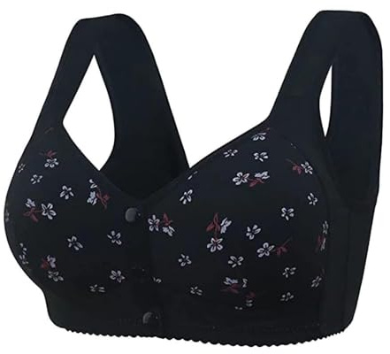PrinStory Front Fastening Wireless Bras for Women With Snap Closing Comfort Ladies