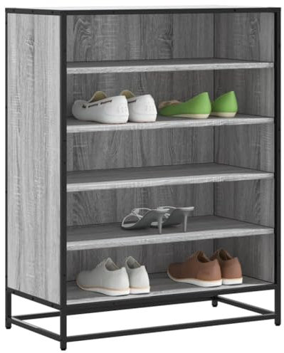 Xichuzi Schuhschrank Grau Sonoma 75x38x97,5 cm Holzwerkstoff Metall, Schuhorganizer, Flurgarderobe, Shoe Cabinet, Schuh Schrank, Flurschrank, Schuhkipper, Schuhaufbewahrung - 3300873