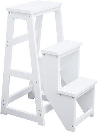 OZBME Escabeau Pliable Portable en Bois - Tabouret Pliable en 3 marches pour la Maison, la Cuisine, Le loft, Le Camping (A 36 x 37 x 77 cm)