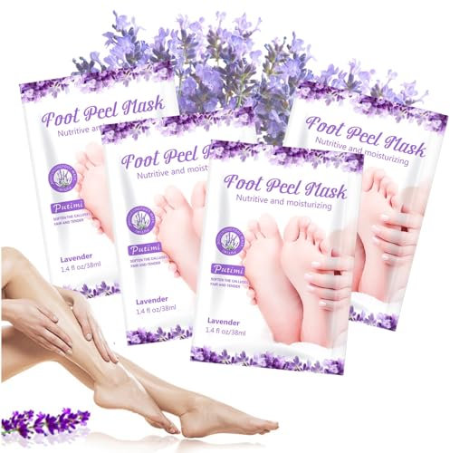 4 Pairs Foot Peel Mask for Hard Skin - Lavender Foot Mask - Lavender Foot Masks Exfoliator - Moisturising Socks - Nourishing Foot Mas_k Socks Gift Set - Soft Foot & Remove Dead Skin