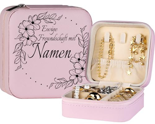 loongway Schmuckkästchen Klein, schmuckkästchen mädchen reise schmuckkästchen personalisiert damen Geschenk für Frauen mit namen Neujahrsgeschenk neujahrsgeschenk für kollegen