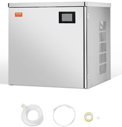 VEVOR Macchina per Ghiaccio Commerciale in Acciaio Inox 565 x 560 mm, Autopulente e Produzione Ghiaccio, Macchina per Cubetti di Ghiaccio Modulare per Ristoranti Solo Testa 249,5 kg/Giorno