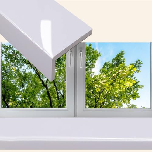 Minglez Window Sill Cover Wood Window Sill Extender for Interior Balcony, Composite Panel Windowsill Guard with White Tile Finish, Pvc Window Cover Trim for Home Decor(200x25cm (78 3/4 X9 7/8))