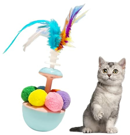 Federball für Katzen, Balance-Schaukelball, interaktives Selbstspiel, Anreicherungsspielzeug für Kätzchen, beseitigt Langeweile