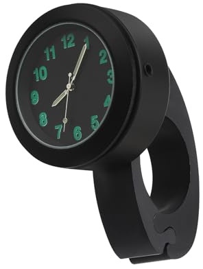 TNSLAND Reloj de Motocicleta para Manillar, Reloj de Motocicleta con Luz Nocturna para Manillar con Soporte de Aleación de Aluminio Resistente al Agua para Puños de 22-25 mm (Negro)