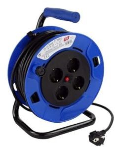 25 m Retractable Electric Cable with 4 Sockets and Thermostat 13A 3000W 3 x 1.5mm² H05VV-F IP20 Retractable Coil Indoor