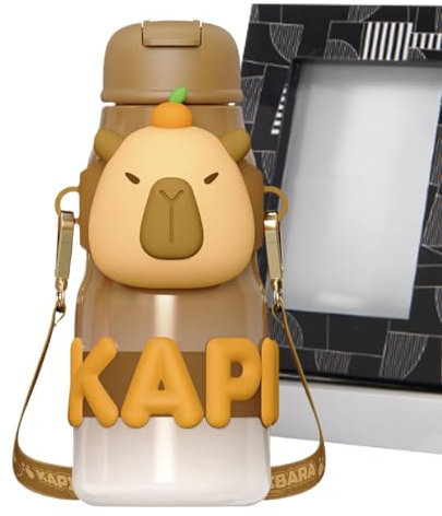 Capybara – Bouteille d'eau isotherme, grande capacité, en acier inoxydable, couvercle anti-fuite, design portable, 750 ml