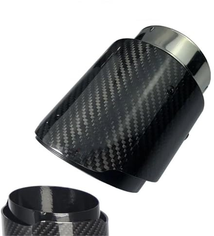 Endrohrblenden 1 Stück Einlass: 89 Mm Auslass: 101 Mm Universal-Auspuffspitzen Matt/glänzend 3 Karat Kohlefaser Schalldämpfer Auspuffrohrhalterung Schwarz Auto Auspuffblende(In89 glossy black 1)