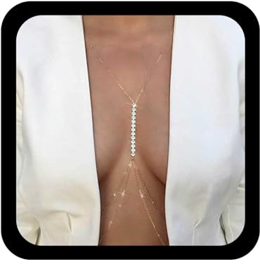 Cybche Boho Strass Corpo Catena Catene D'oro Cristallo Petto Catene Scintillante Strass Reggiseno Catena Di Cristallo Corpo Collana Stratificata Petto Accessori Gioielli Per Le Donne