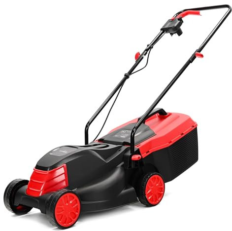 LEHMANN Tagliaerba Elettrico, 1200 W, Larghezza di Taglio 32 cm, Cesto Raccoglierba 25 L, Regolazione Altezza Taglio 3 Livelli 25–65 mm, per superfici fino a 500 m², 3450 giri/min