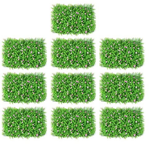 Uqezagpa Artificial Boxwood Hedge Mat Decorative Artificial Boxwood Mat with Flower for Room & Garden