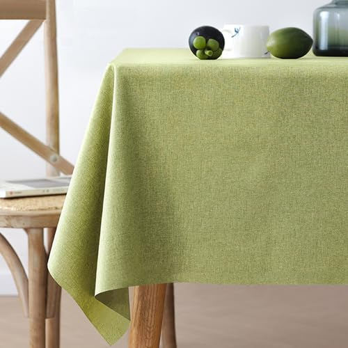 XXIUDEE Tovaglia in lino e cotone lavabile in lavatrice, anti-scolorimento, per cucina, tavolo da pranzo, feste, compleanni, picnic, casa giardino all'aperto, tinta unita (140 x 90 cm, verde)
