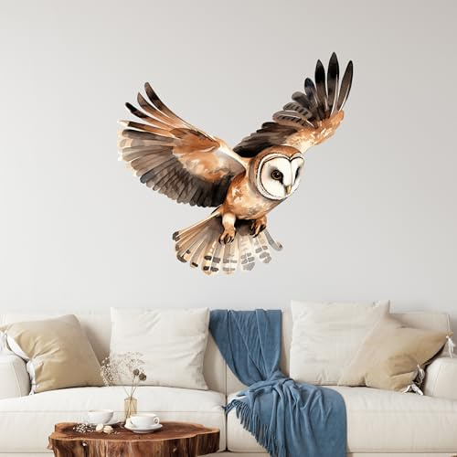 GRAZDesign Eulen Wandtattoo Aquarell Wandaufkleber Wohnzimmer Dekoration Abnehmbare Tier Wandsticker - 42x40cm
