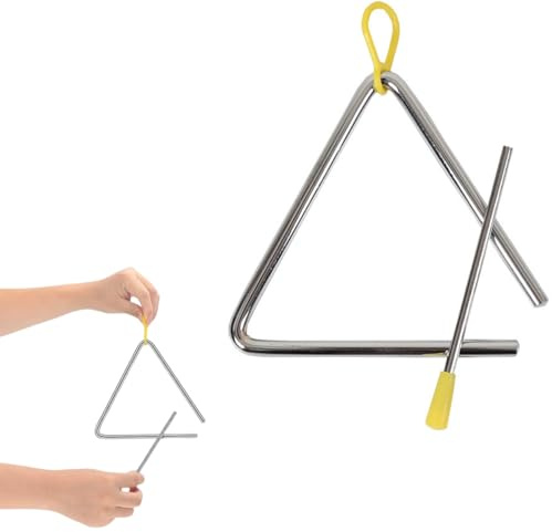 1Pc Easy Handle Triangle Hand Percussion Smooth Surface Triangle Musical Percussion Comfortable Grip Musical Beater Instrument for Boys Girls