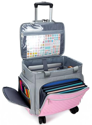 Amythe 2025 Rolling Teacher Tote Bag con organizer per fisarmonica, Grigio