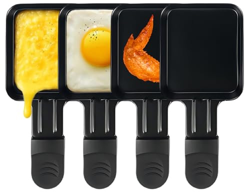 LeuKoles Pack of 4 Raclette Grill Pans, Non-Stick Coating Mini Cheese Pans, Additional Raclette Harnesses for Raclette Grill (Pack of 4)