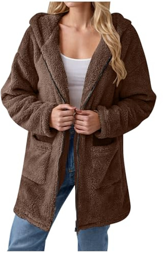 KOG Fleecejacke Damen Winterjacke Freizeit Wollmantel Fleecepullover Einfarbige Oberteil Frauen Pullover übergangsmantel Strickjacken Vliesjacke Softshellmantel Basic Bikerjacke Softshelljacke