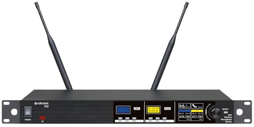 Citronic | Dual Wireless Microphone System with Tuneable UHF License-Free Frequencies, Stage, Theatre, Performance | 2 x Handheld Transmitters, Fully Programmable