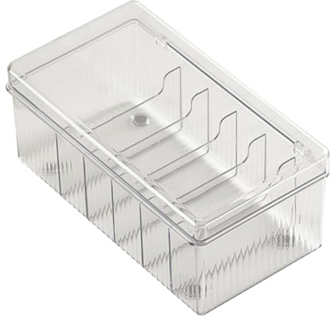 EPIGEIST Transparent Multi-grid Data Cable Storage Box with Lid Dustproof Moisture-resistant Cable Organizer for Desk Cord Management Large Capacity Electronic Accessories Case for Chargers