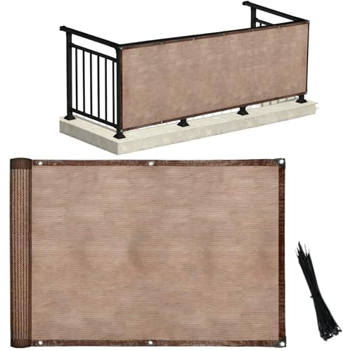 COZYDIG 3.3 x10FT Balcony Privacy Screen, Balcony Covers for Apartments with Cable Ties for Sunshade Wind & UV Protection for Patio, Terrace, Porch & Poolside Protection(Brown)