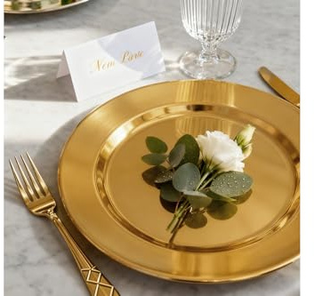 ZENOVLUX 6 Pack 13'' Gold Dinner Charger Plates Set, Reusable Stainless Steel Round Plate Chargers Bulk for Easter Elegantes Party Wedding