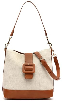 MISAKO Sora bolso de hombro efecto rafia con asa bandolera extraíble Mujer - Sora Natural 25x11x26cm