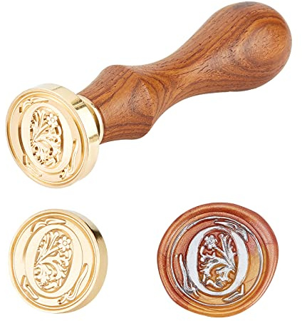 PandaHall Elite 1 del gör-det-själv trä vax förseglingsstämpel, alfabet scrapbook mässing stämplar och trähandtag set, bokstav O, 25 x 14 mm 75 mm