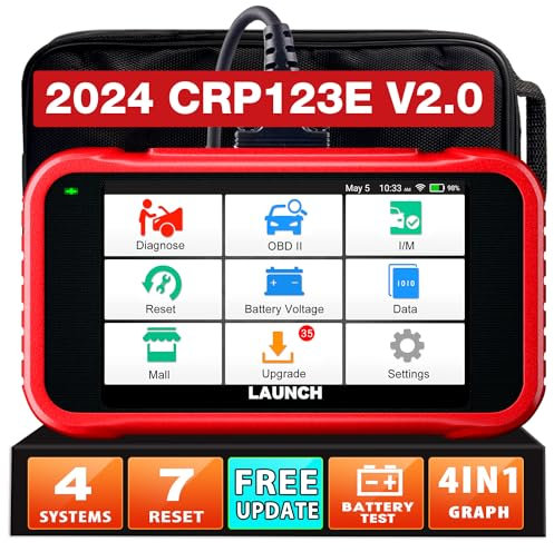 LAUNCH CRP123E V2.0 OBD2 Diagnosegerät Auto Auslesegerät Kfz-Codeleser für Motor,ABS,SRS, Automatik Getriebe,7 Resets: ABS-Blutung/Öl/SAS/Throttle/DPF/EPB/Battery Reset, lebenslanges Upgrade