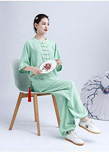 JTKDL Tai Chi Bekleidung Kurzärmeliger Weiblicher Frühling Und Sommer Tai Chi Bekleidung Atmungsaktive Weibliche Kampfsportbekleidung Trainingskleidung,C-XL