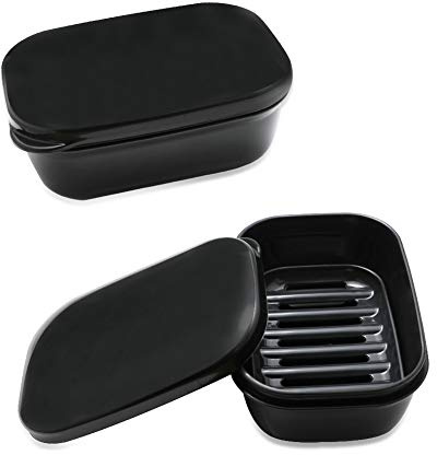 TANCANO Soap Dish Soap Box Soap Holder 2 Pack Soap Container for Shower, Waterproof Portable Soap Case Tray for Traveling, Car, Home, Outdoor, Camping, Gym (Black)