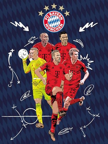 FC Bayern München Manta grande Mia San Mia, 150 x 200 cm, diseño del FC Allianz Arena, Champions League Rekord-Meister Bundesliga suave de forro polar, manta para el salón, para ropa de cama