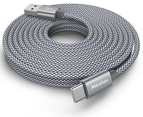 CLEEFUN 6m/20ft Extra Long USB C Cable, Premium Nylon Braided USB-A to Type-C Fast Charging Charger Cord for Samsung Galaxy S/A/Note/Tab,Xperia,Pixel, PS5, Switch,and More USB C Smartphone,Tablet