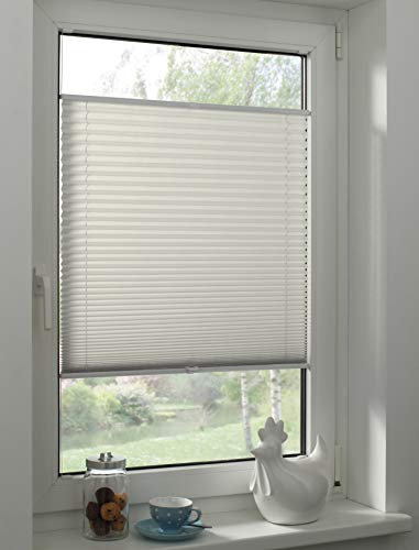 Sunpro24 Plissee auf Maß, Blickdichtes Faltrollo, Montage im Glasfalz mittels Schrauben, Sonnenschutzrollo, (B) 20-50 x (H) 20-80 cm, Creme