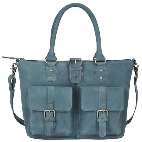 ANTONIO VALERIA Beck Ledertasche für Damen, Hunter Blue, Medium…